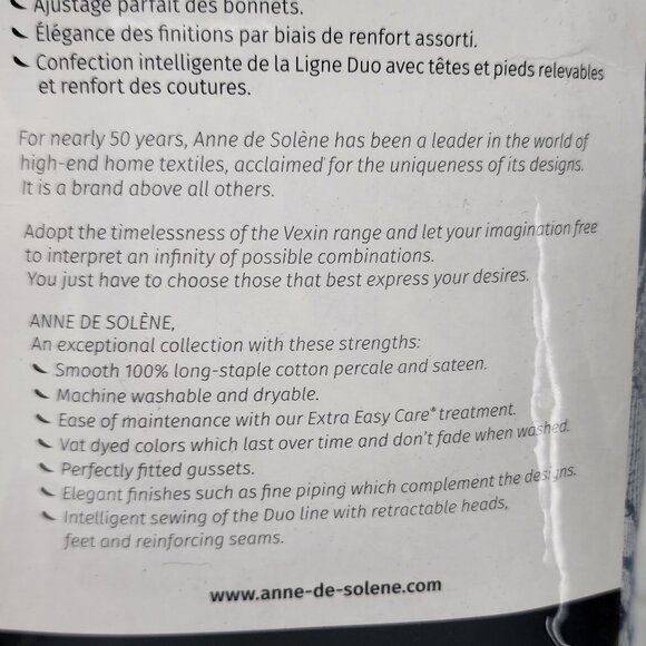 Anne De Soléne King Fitted Sheet GABRIELLE Cotton Pattern Blue White 81"x 83"x18 - Picture 5 of 7